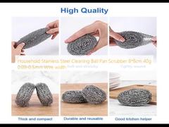 اسکرابر گلوله ای تمیز کننده خانگی استیل ضد زنگ 8*8 سانتی متر 40 گرم عرض سیم 0.08-0.5 میلی متر