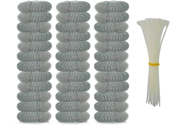 توپ تمیز کننده فولاد ضد زنگ 2 * 6 سانتی متر / اسکرابر آشپزخانه فلزی نقره ای